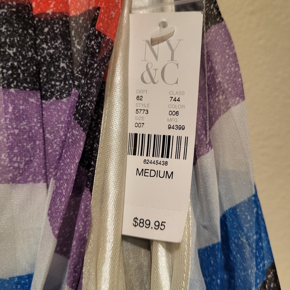NWT New York & Company Pleated Multi Color Sleveless Maxi Dress Size Medium - Picture 4 of 9